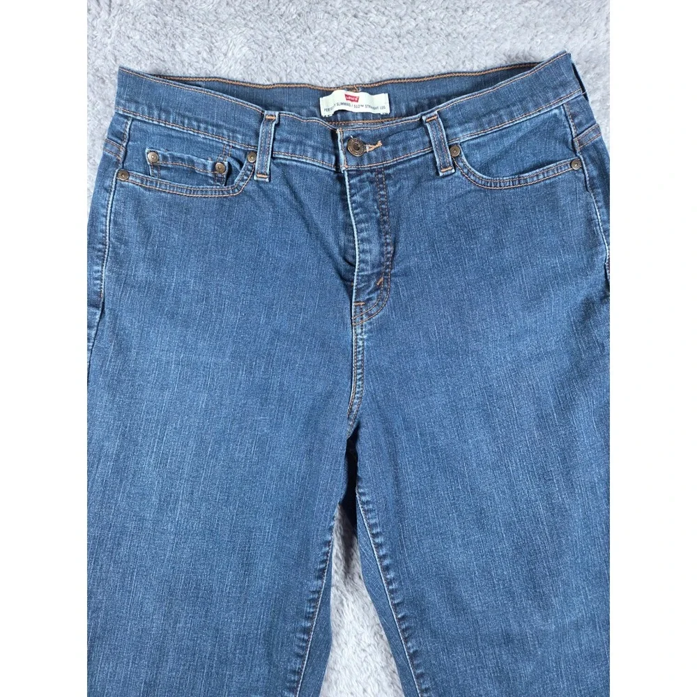 Levi's 512 Perfectly Slimming Jeans 16M Blue Womens Straight Leg Stretch Medium